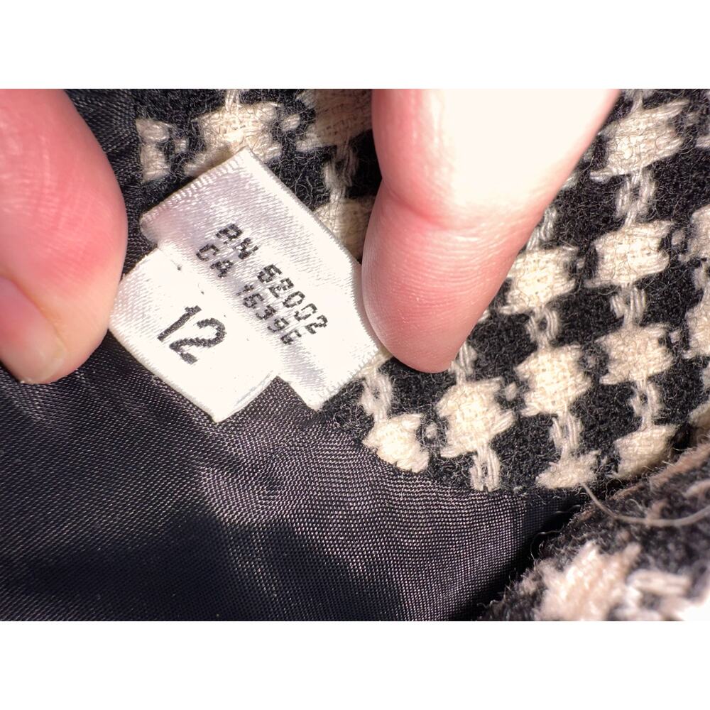Vintage Liz Claiborne Womens Wool Houndstooth Blazer Size 12 Double Breasted - Picture 9 of 12